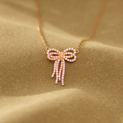 Tassel Pink Bow Necklace