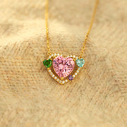 Mom & 1-6 Kids Birthstone Heart Necklace