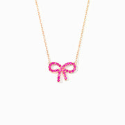 Pixie Pink Pavé Bow Necklace Storyjewellery