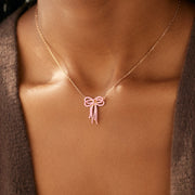 Tassel Pink Bow Necklace