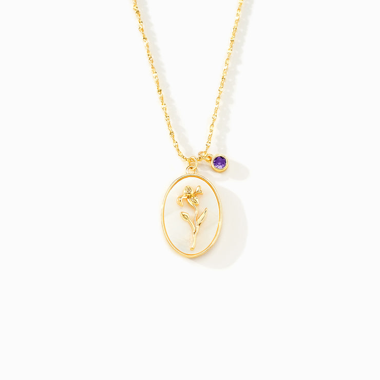 DEAR DAUGHTER MOTHER OF PEARL BIRTH FLOWER NECKLACE