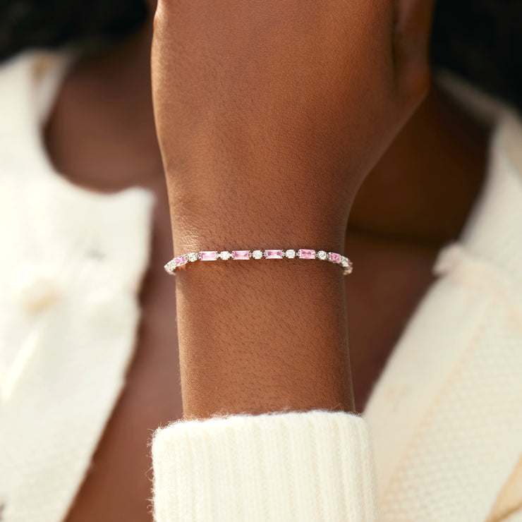 Pink And White Tennis Bracelet