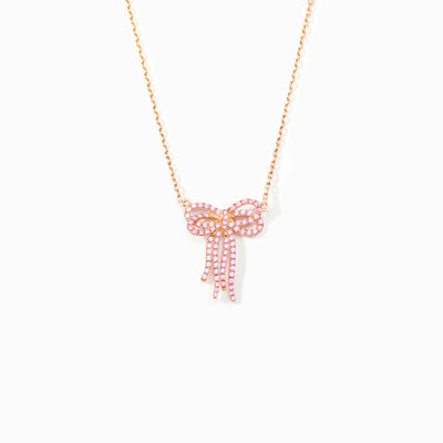 Tassel Pink Bow Necklace