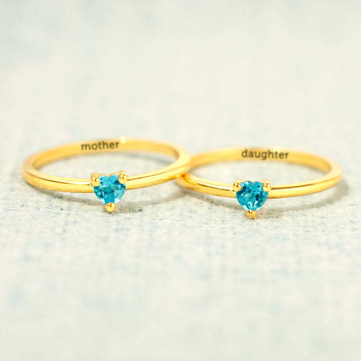 The Deepest Love Matching Mother Daughter Dainty Heart Ring