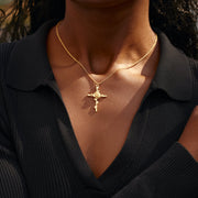 Never Underestimate Her Birth Flower Cross Necklace