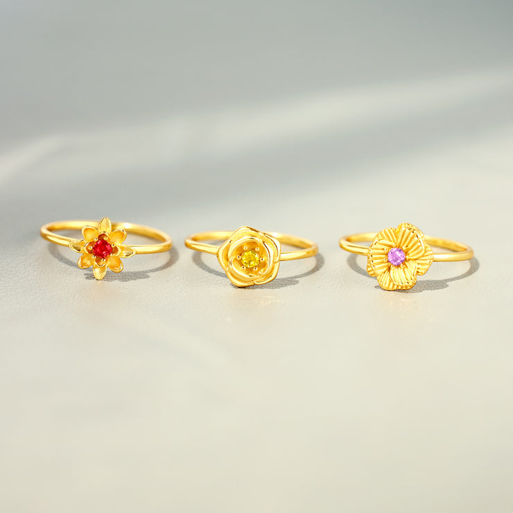 Three-Dimensional Birth Flower Stacking Mother's Ring