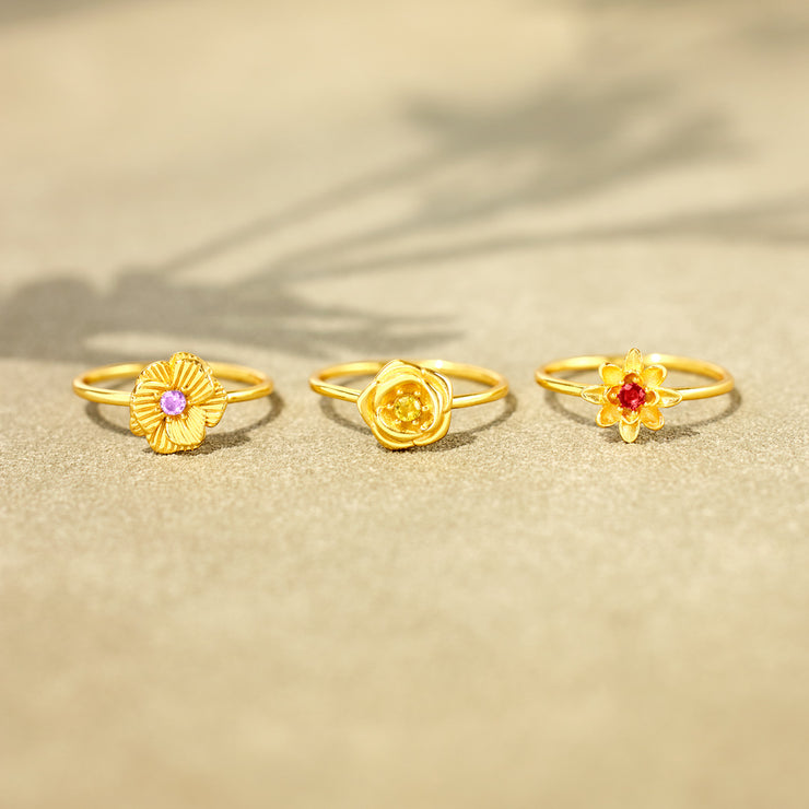 Three-Dimensional Birth Flower Stacking Mother's Ring