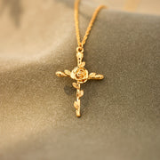 Birth Flower Cross Necklace