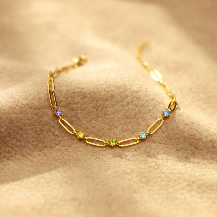 1-6 Birthstone Chain Link Bracelet