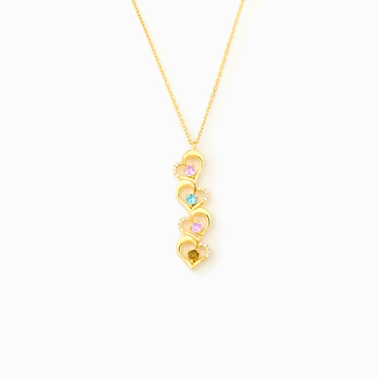 1-6 Birthstones Vertical Heart Necklace