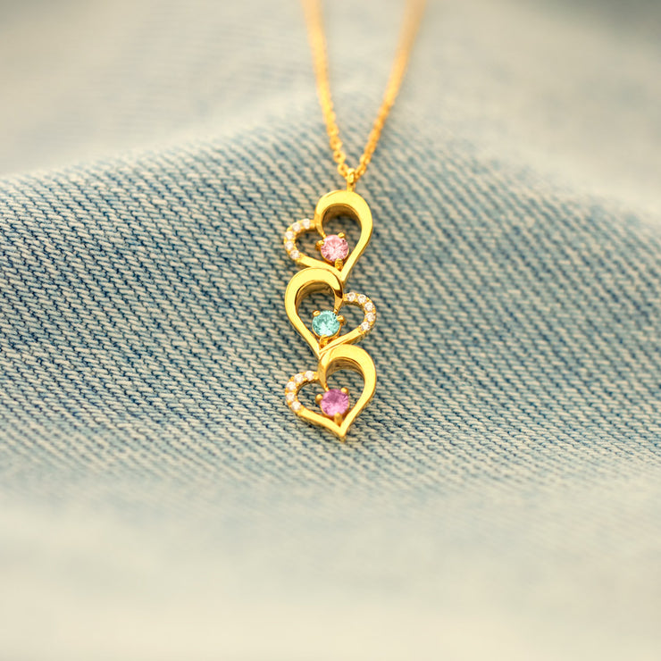 1-6 Birthstones Vertical Heart Necklace