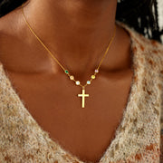 Blessed Daughter to God 1-6 Birthstone Cross Necklace