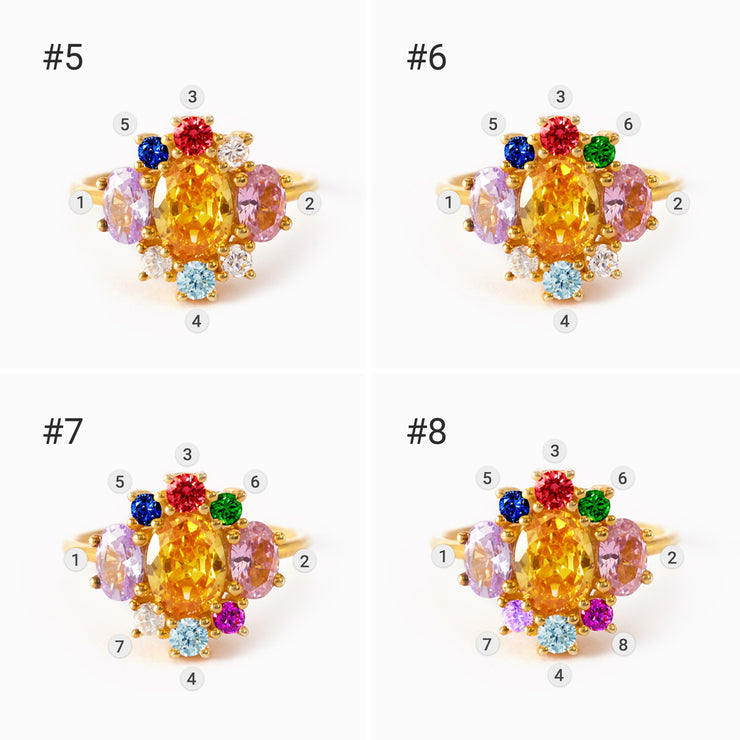 1-8 Kids Birthstones Blossom Ring