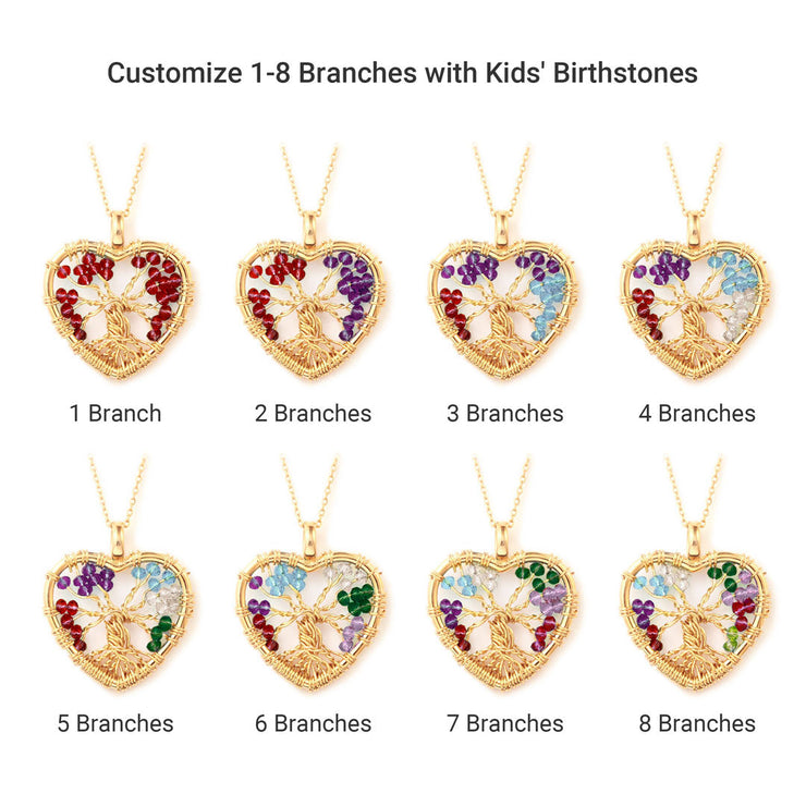 1-8 Branches Of Birthstone Tree Necklace