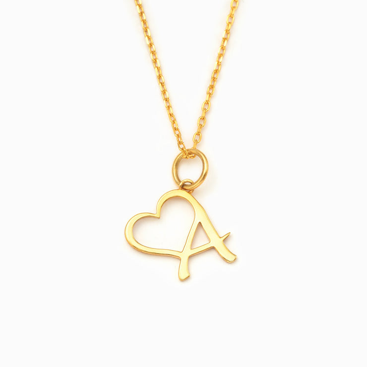 Personalized Initial Heart Pendant Name Necklace