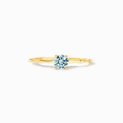 The Purest Love Matching Aquamarine Minimalist Round Cut Ring