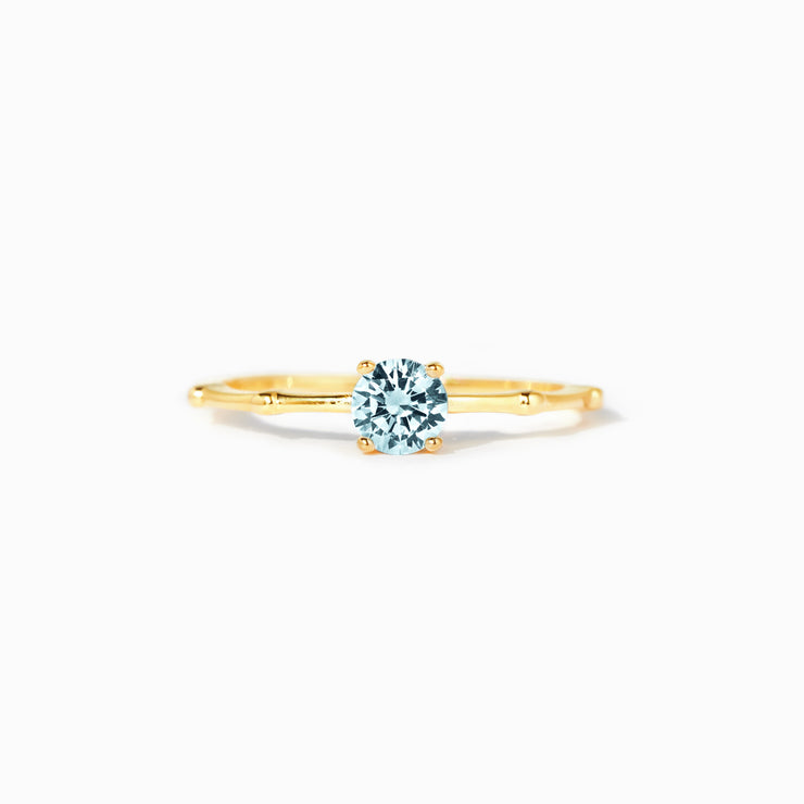 The Purest Love Matching Aquamarine Minimalist Round Cut Ring