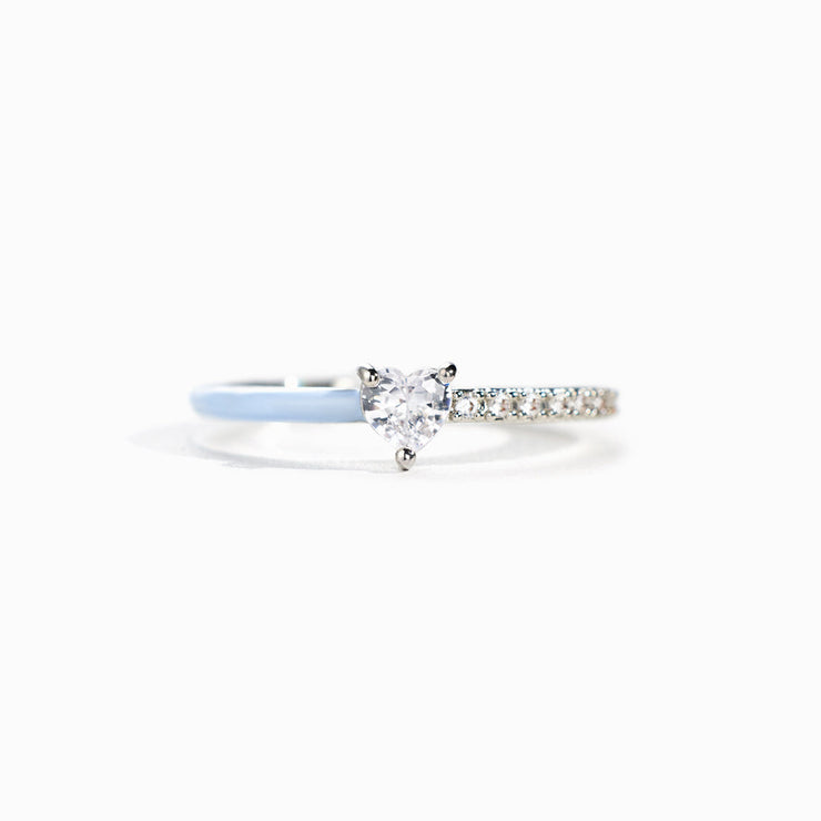 Heart-Cut Half Enamel Ring