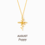 Birth Flower Cross Necklace