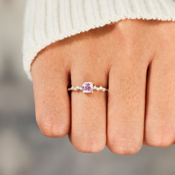 Pink Sapphire Square Ring