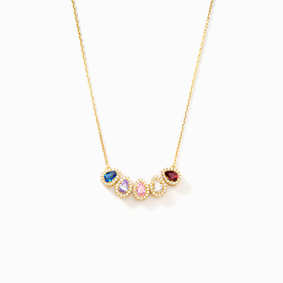 1-14 Teardrop Birthstone Sterling Silver Necklace
