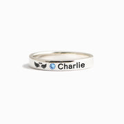 Pet Loss Ring Birthstone Engraving Ring Band
