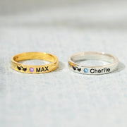 Pet Loss Ring Birthstone Engraving Ring Band