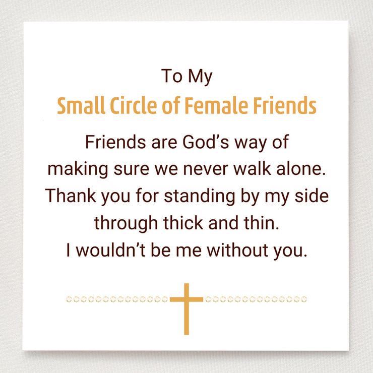 Small Circle Of Female Friends Matching Crystal Band Cross Bracelet