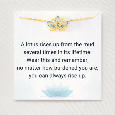 You Can Always Rise Up Gradient Blue Lotus Necklace