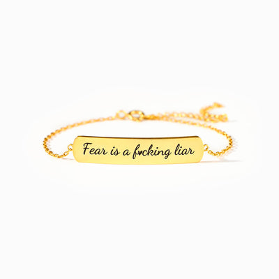 Fear Is A Fucking Liar Dainty Chain Bar Bracelet