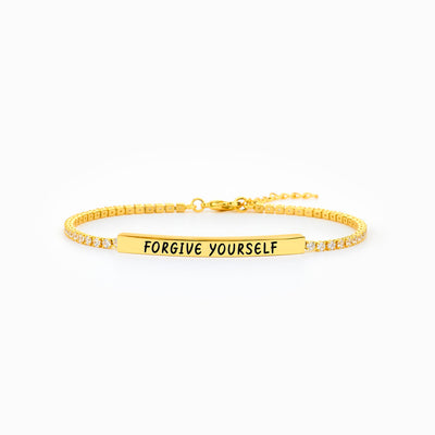 Forgive Yourself Golden Bar Tennis Bracelet Set