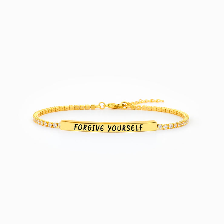Forgive Yourself Golden Bar Tennis Bracelet Set
