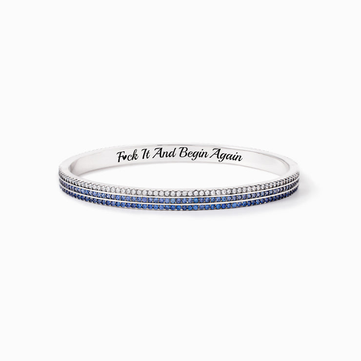 F♥︎ck It And Begin Again Blue Pavé Mantra Bangle