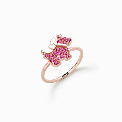 My Dog Loves Me Every Day Pavé Puppy Dog Ring