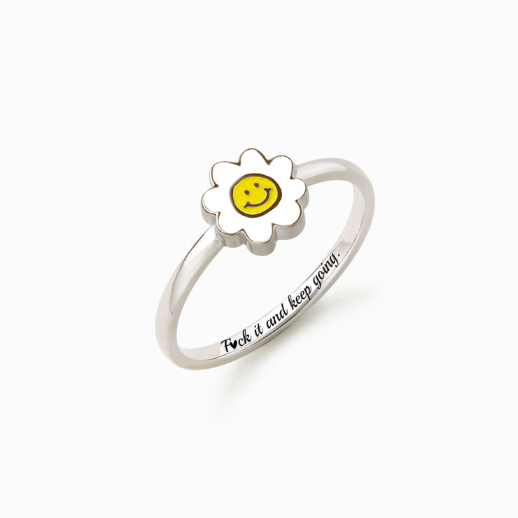 F♥︎ck It And Keep Going B♥︎tch Sunny-Side Smiley Face Ring