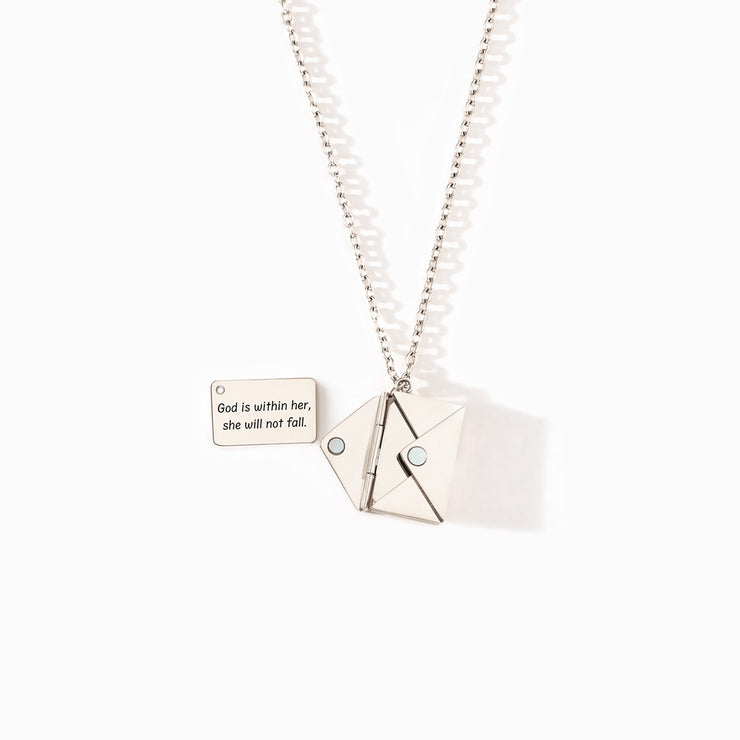 God is Within Her Hidden Message Letter Necklace