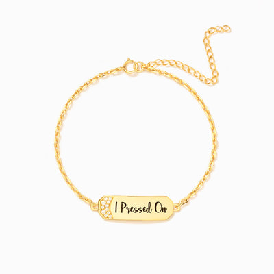 I Pressed On Pavé Golden Bar Bracelet