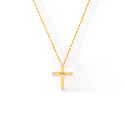 Let God Embellished Golden Cross Necklace