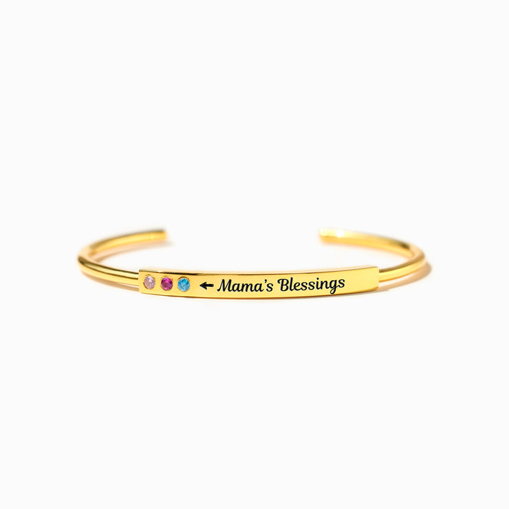 Mama's Blessings 1-5 Birthstones Cuff Bangle