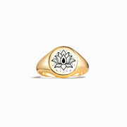 Golden Lotus Signet Ring