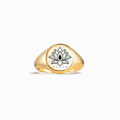 Golden Lotus Signet Ring