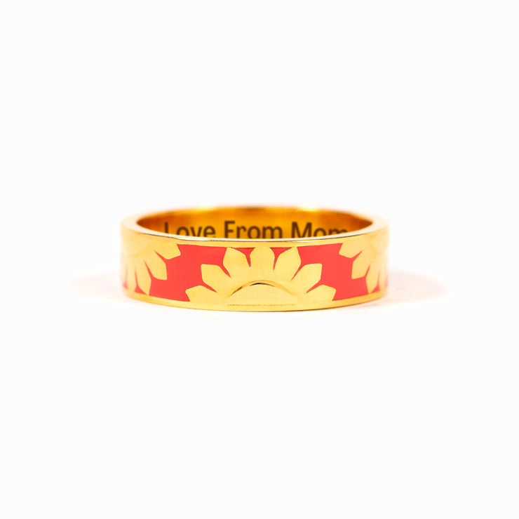 You Are My Sunshine Enamel Sunflower Ring Band