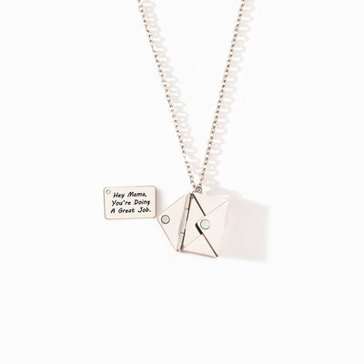 Hey Mama Hidden Message Letter Necklace