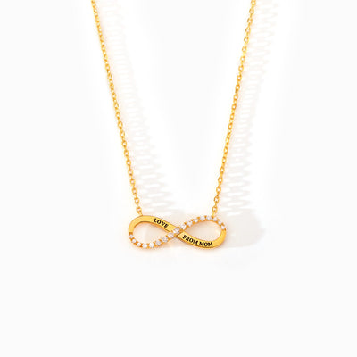 Love From Mom Sparkling Infinity Engraved Necklace