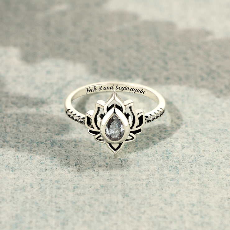 thumbnail image 2 of Fuck It And Begin Again Lotus Ring For Women, Lotus Flower 2 of 11