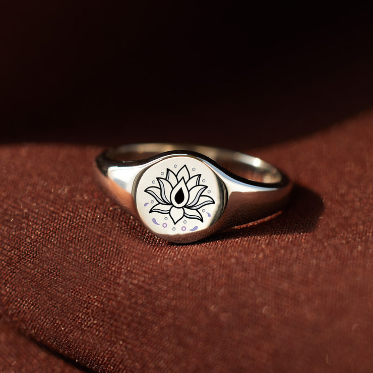 Rebirth Lotus Signet Ring