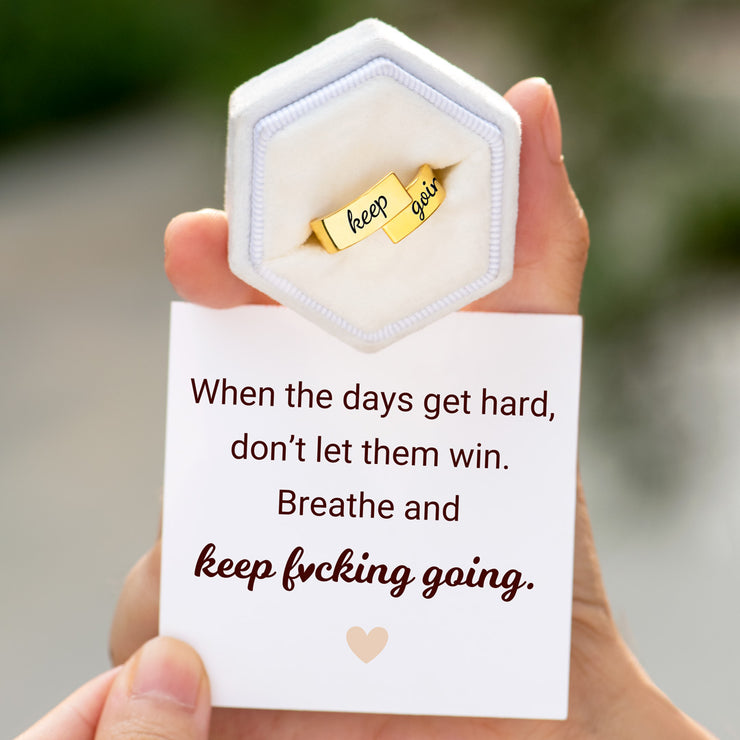 Keep F♥cking Going Engraved Wrap Ring