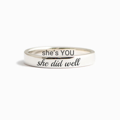 She Did Well Mantra Ring