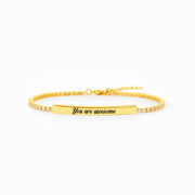 For Awesome Daughter Golden Bar Tennis Bracelet