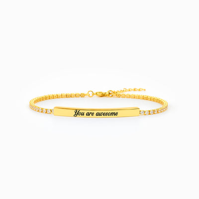 For Awesome Daughter Golden Bar Tennis Bracelet
